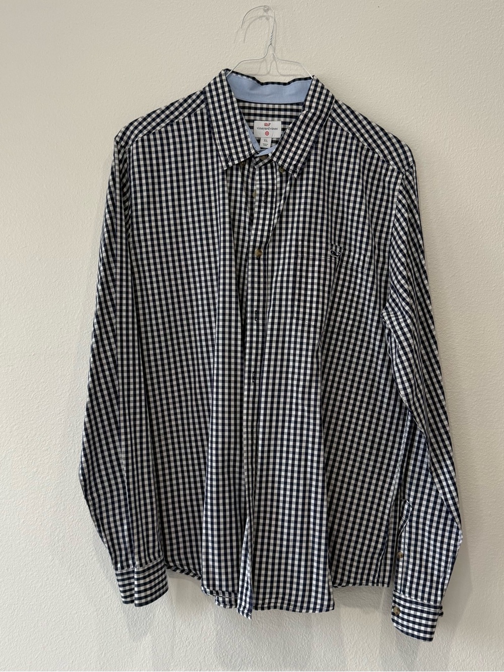 Vineyard Vines dark navy and White Gingham Button-Down Shirt